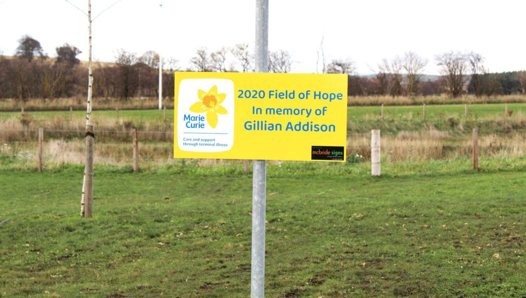 field of hope sign for Gillian Addison